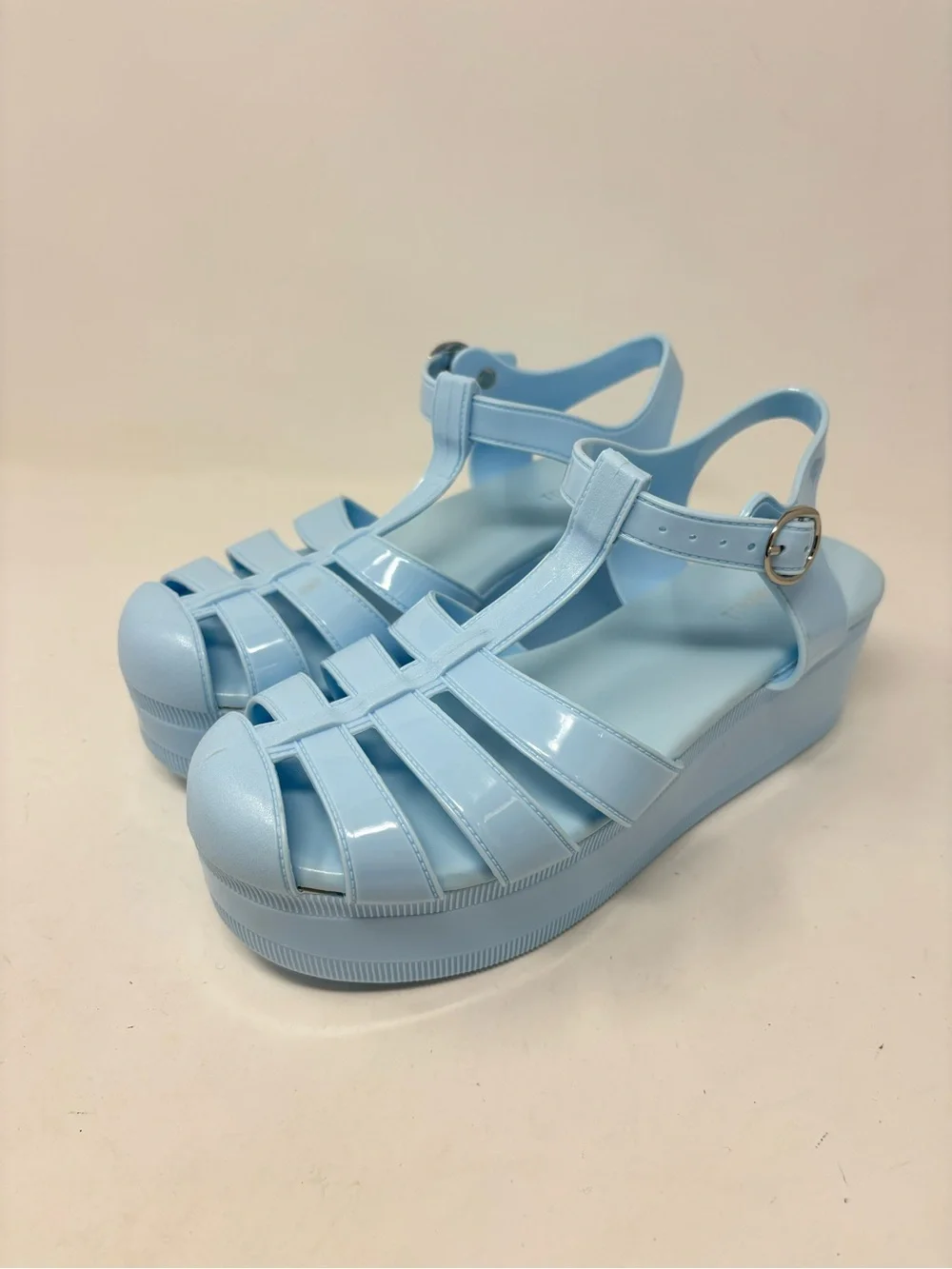 Jeffrey Campbell platform blue candied jelly sandals size 10